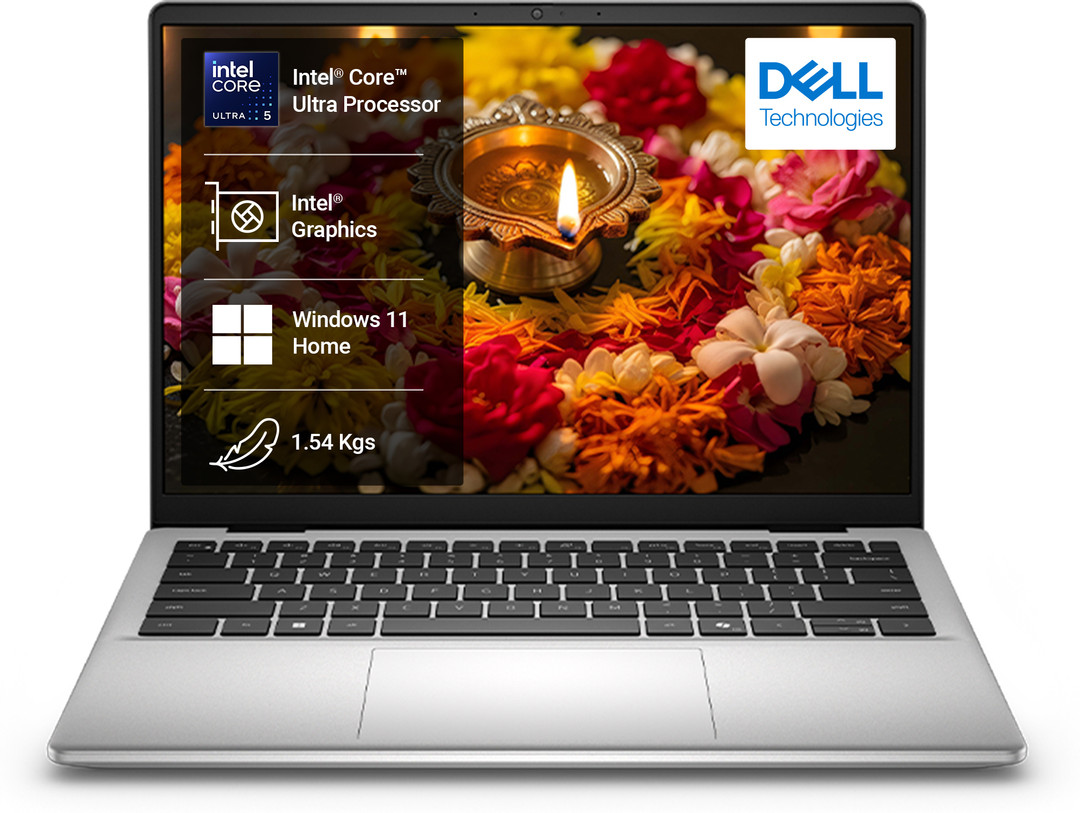 DELL 14 AI PC Intel Core Ultra 5 225U - (16 GB/512 GB SSD/Windows 11 Home) 14 D14260 Thin and Light Laptop 14 inch, Silver, With MS Office