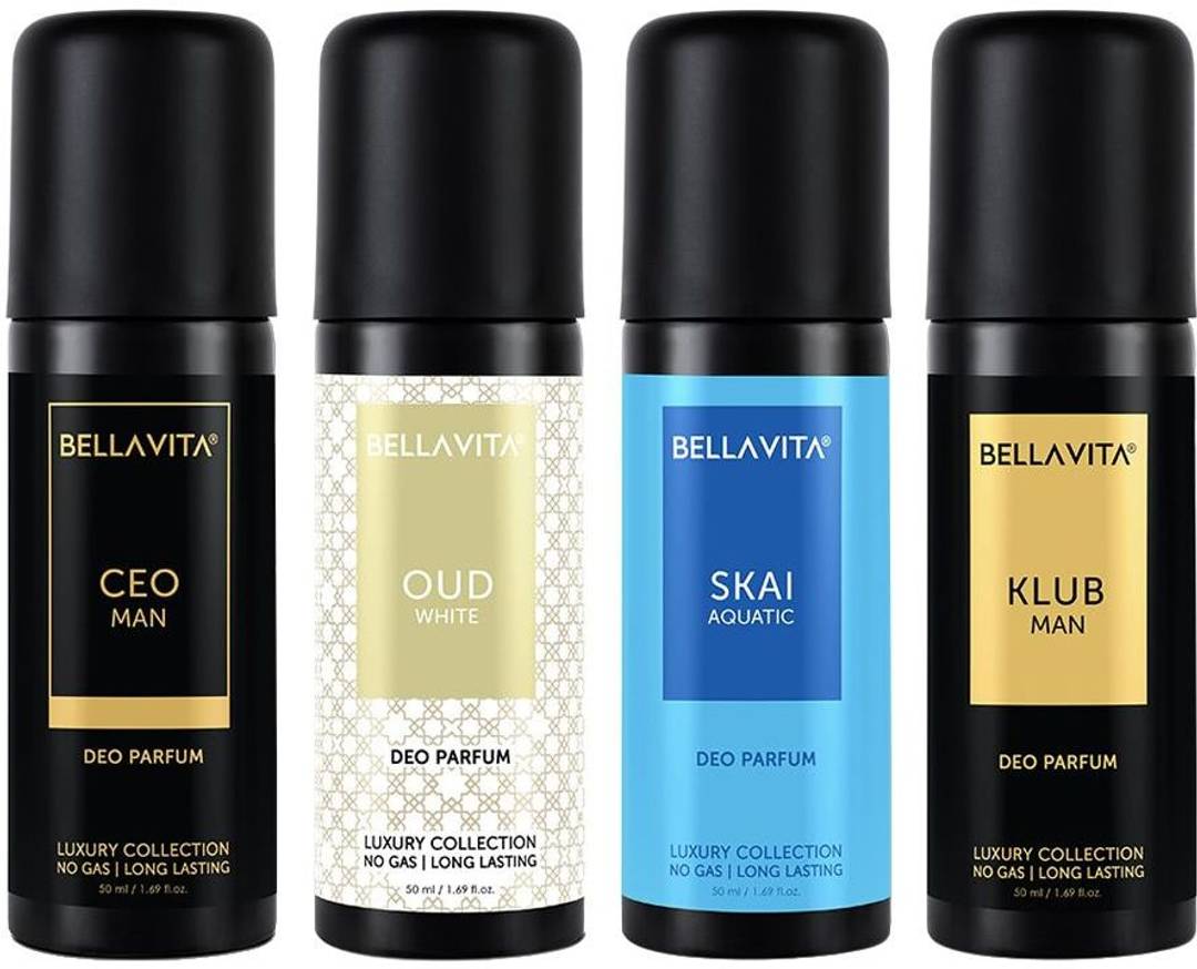 bellavita organic deo parfum travel size gift set 4x50 ml long lasting body deodorant spray men women