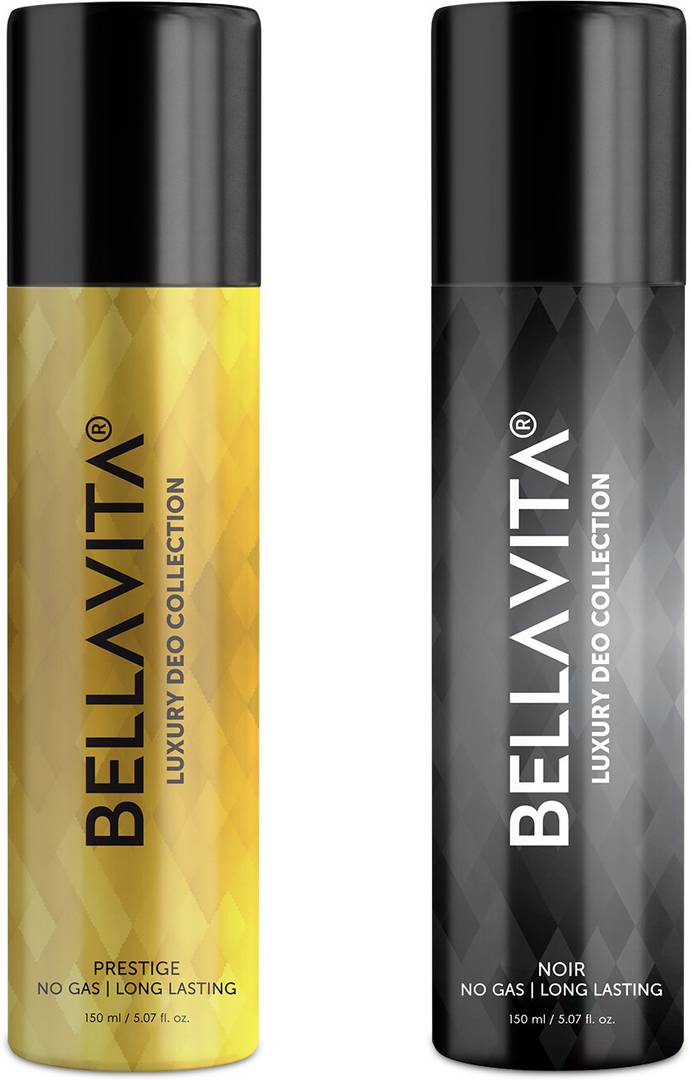 bellavita noir prestige deo parfum combo 2x150ml long lasting body spray deodorant spray men women