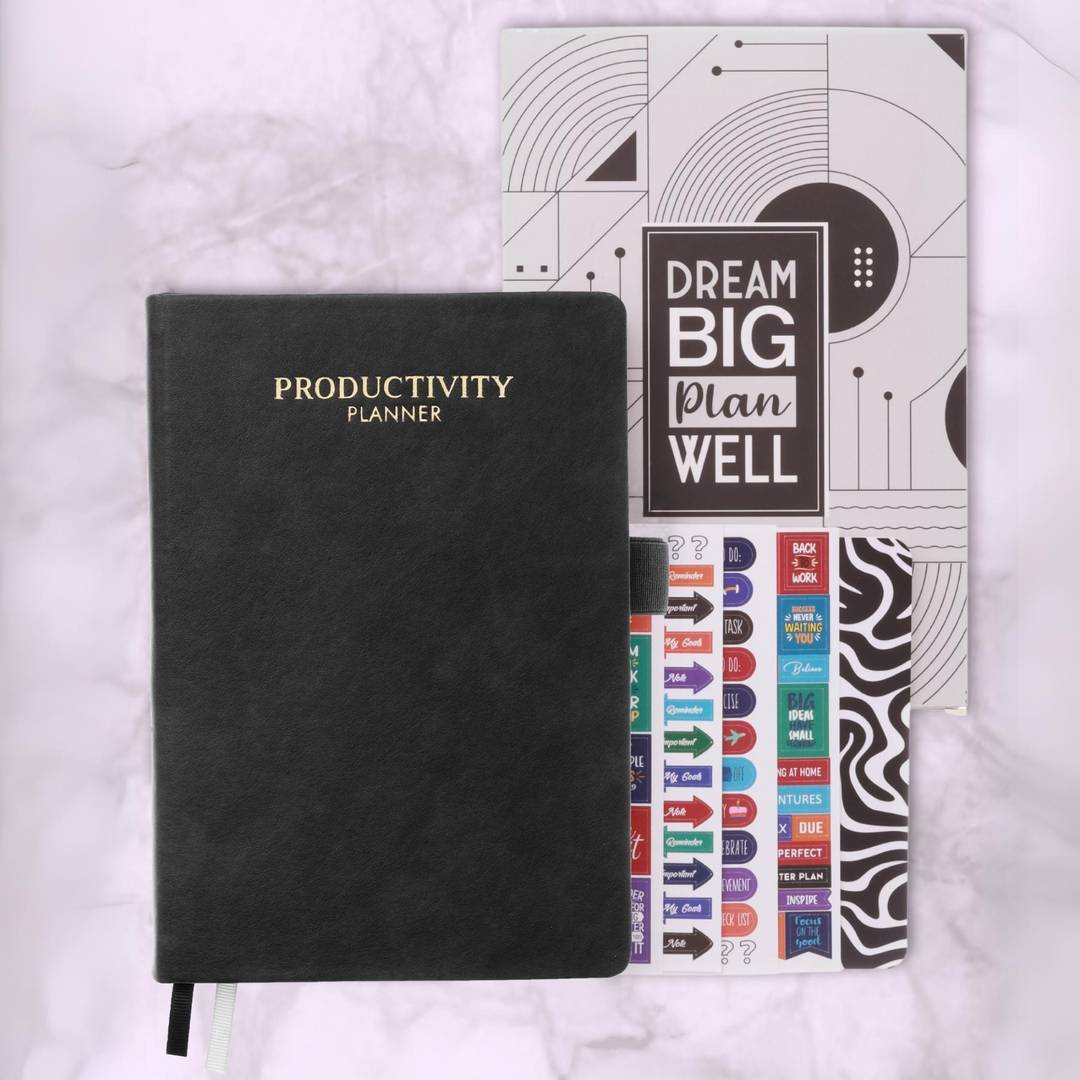doodle hard bound productivity planner kit a5 planner organizer 12 monthly planner notes pages 200 stickers pocket meal planner ruled 288
