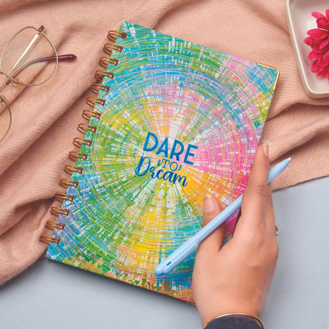 Doodle Undated Daily Planner | Hard Cover Wiro Bound A5 Planner | 80 GSM Lay Flat Design with Metal Corners | Plan your day, To do List Ruled 192 Page