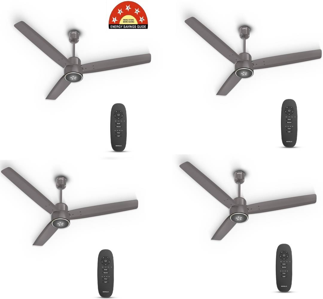 HAVELLS Fab BLDC ULED | Remote Control | Copper Motor | Anti Dust with 3 Year Warranty BLDC Motor with Remote 1200 mm Ceiling Fan 5 Star | Stone Grey 