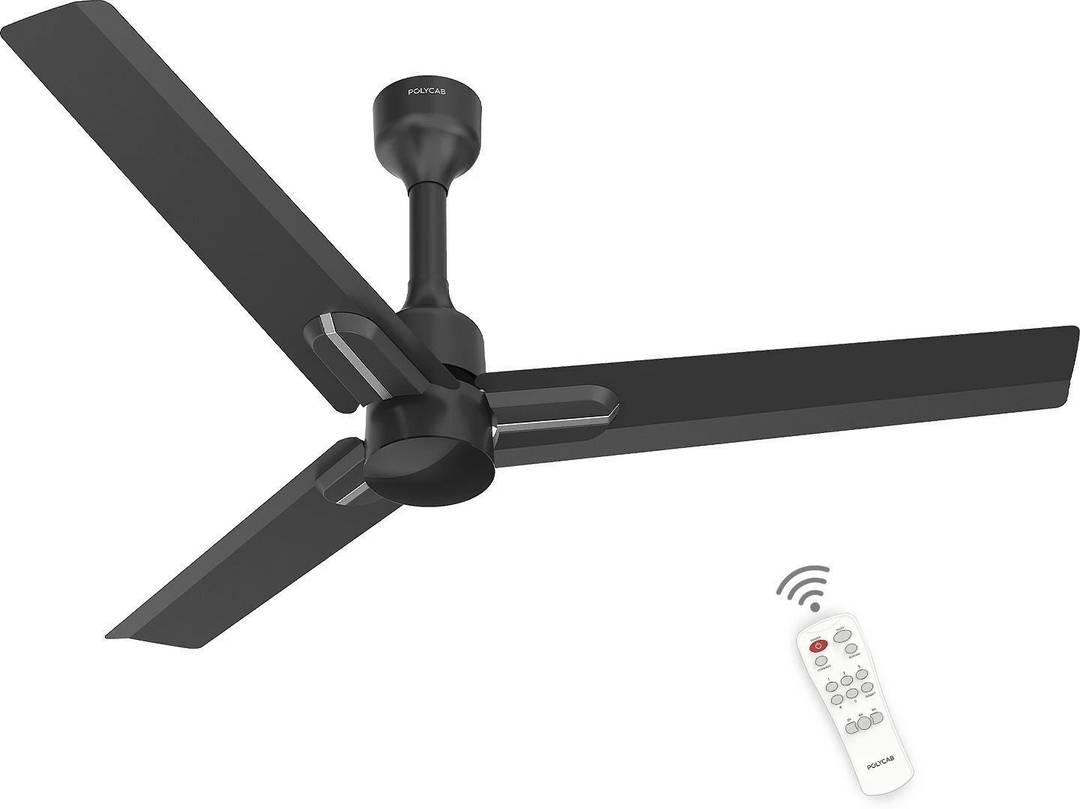 Polycab Wizzy Neo with 4 Year Warranty Remote Controlled 1200 mm Ceiling Fan 5 Star | Black Silver | Pack of 1