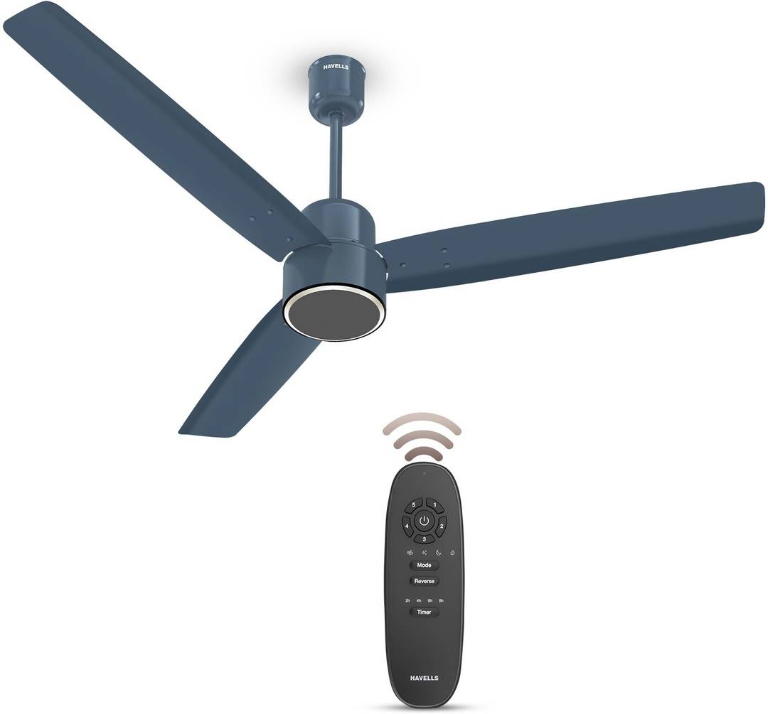 HAVELLS Fab BLDC Pro with 3 Year Warranty BLDC Motor with Remote 1200 mm Ceiling Fan 5 Star | Denim Blue | Pack of 1