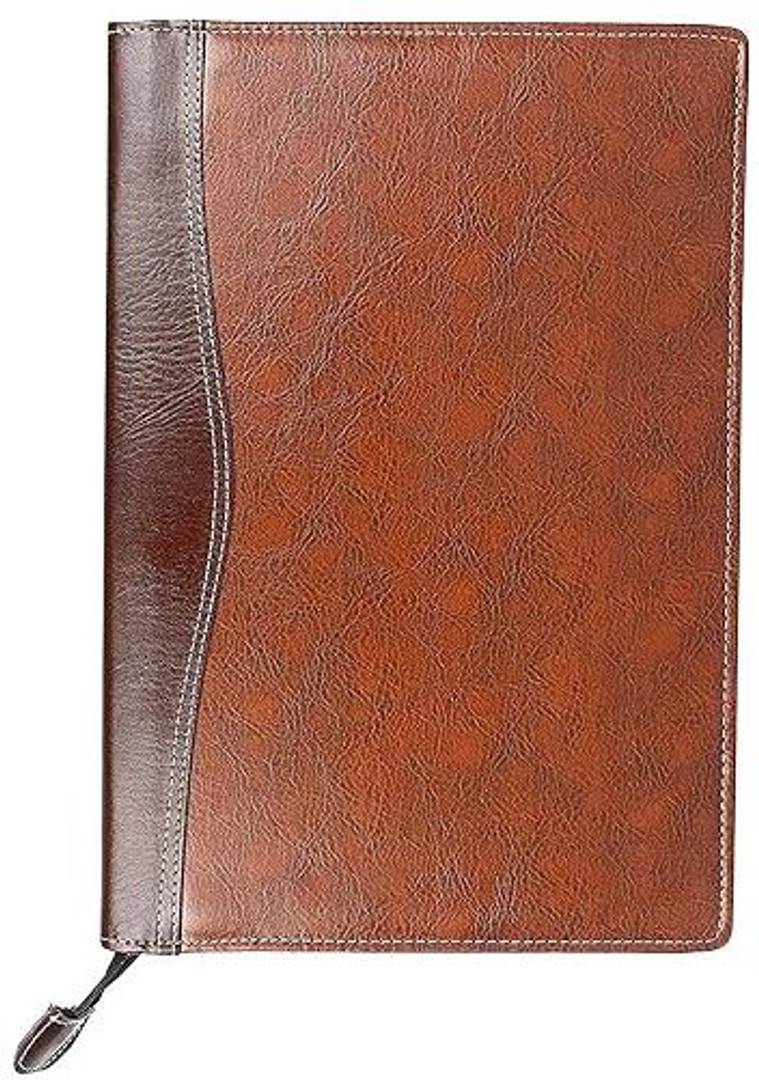 Eclet B4 Size Brown Leather Document File Folder Certificates, Legal Paper Holder Pu Leatherette Material Professional Waterproof Chain File Office Fi