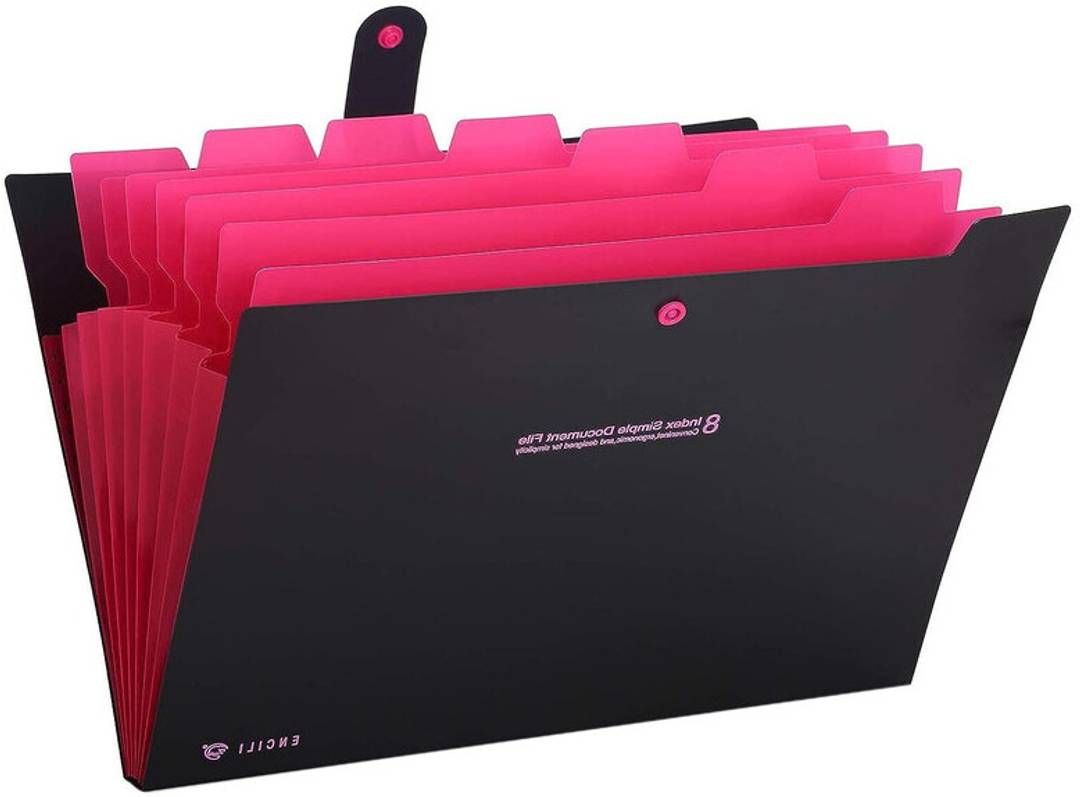 NISUN Plastic 8 Pocket A4 Paper Expanding File Folder Pockets for School Office Home