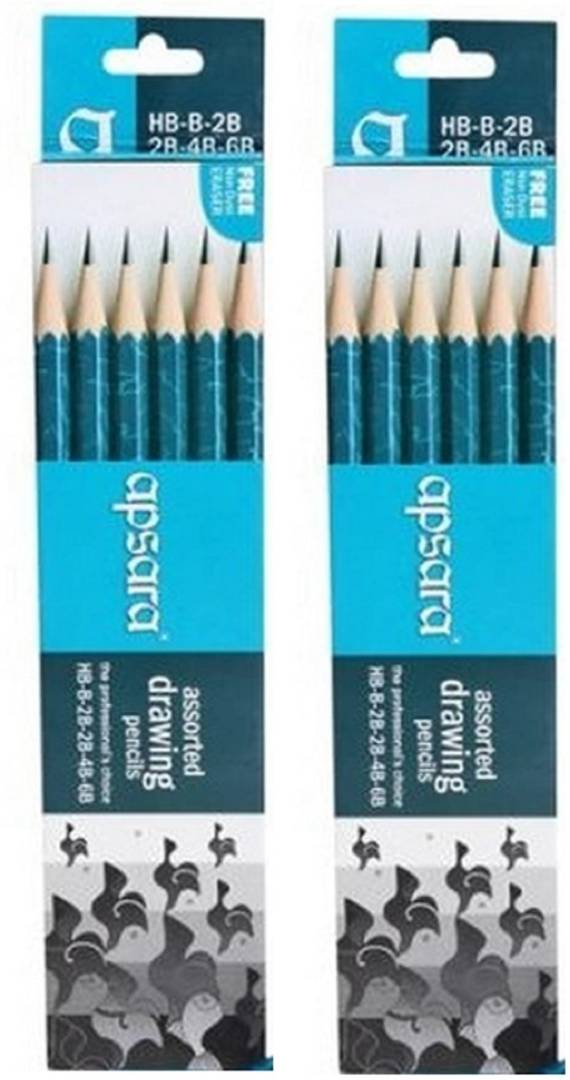 apsara drawing pencils 6 shades hb 2b 4b 6b 8b 10b shading pencil