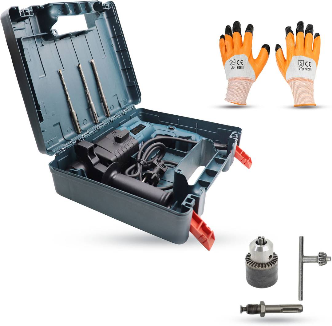 walkers wkcb333m1 all purpose 20mm hammer impact drill machine forward reverse rotation 3 bits making holes metal wood concrete