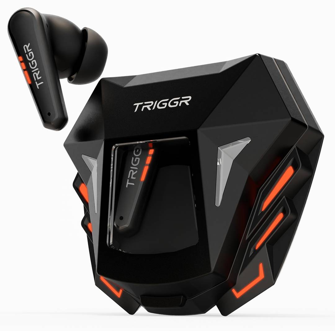 triggr raptor 30ms low latency rapid pairing 4 mic enc spaceship design 50h battery bluetooth