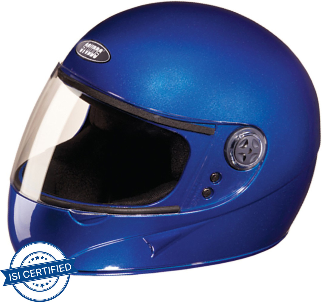 STUDDS Chrome Super Motorbike Helmet Flame Blue