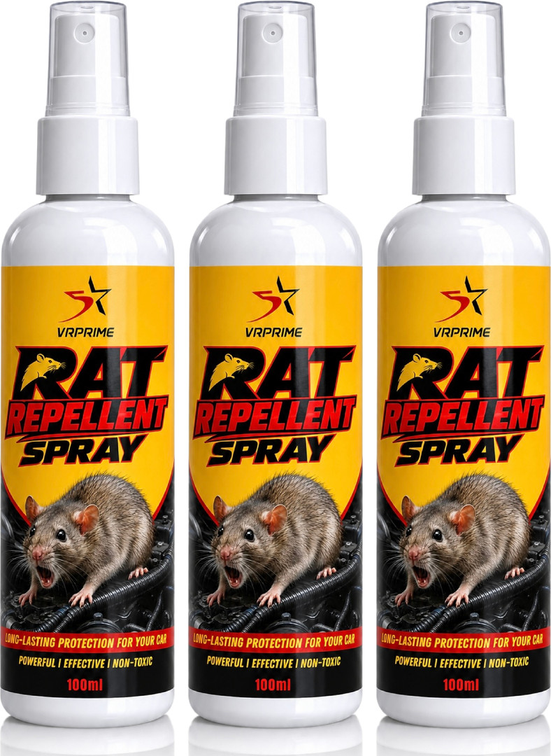 VRPRIME Rat Repellent Spray for Cars, Home & Engine Bay | Rodent Protection Spray 3 x 100 ml