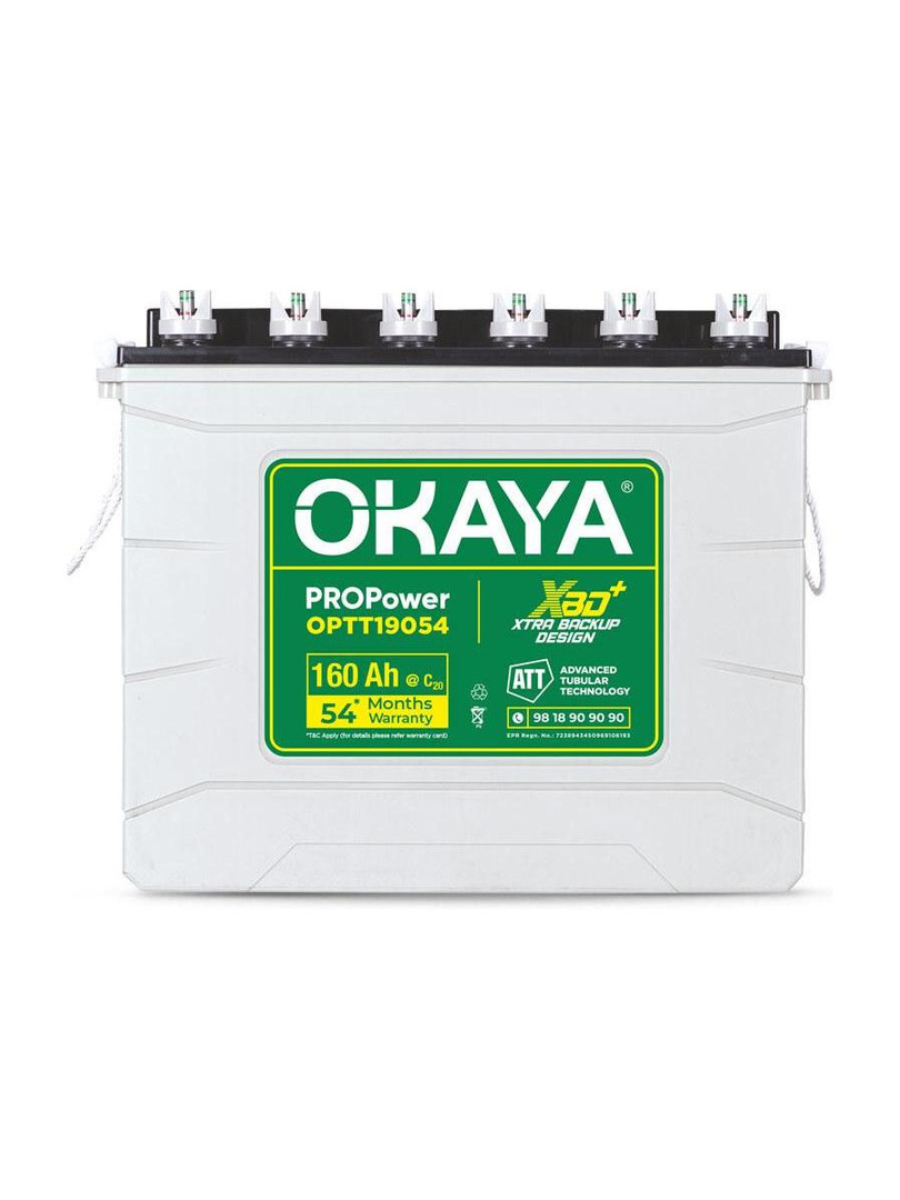 OKAYA 54 Months Warranty Tubular Inverter Battery 160 Ah, OPTT19054