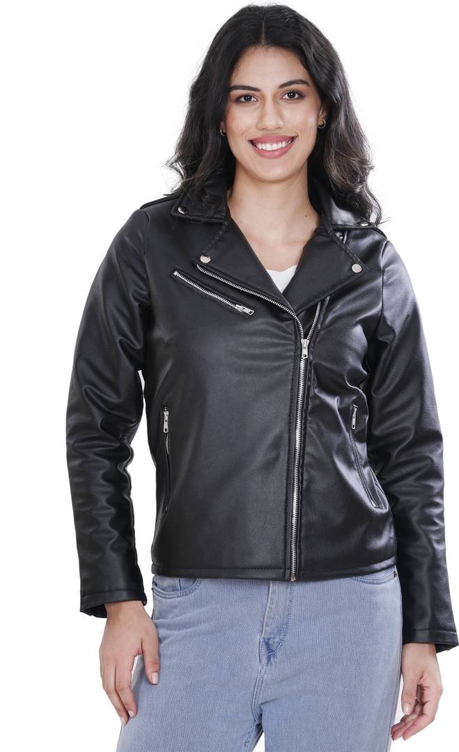 Women Solid Biker/Riding Jacket