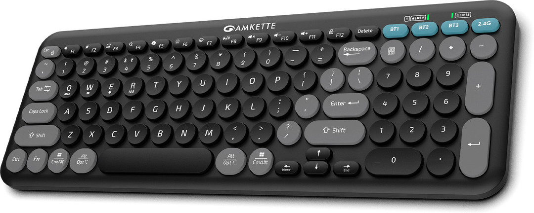 AMKETTE Optimus XL Plus 4 in 1 Type-C Rechargeable, One-Click Switch & AI Access Bluetooth, Wireless Standard Laptop Keyboard Compatible with Desktop,
