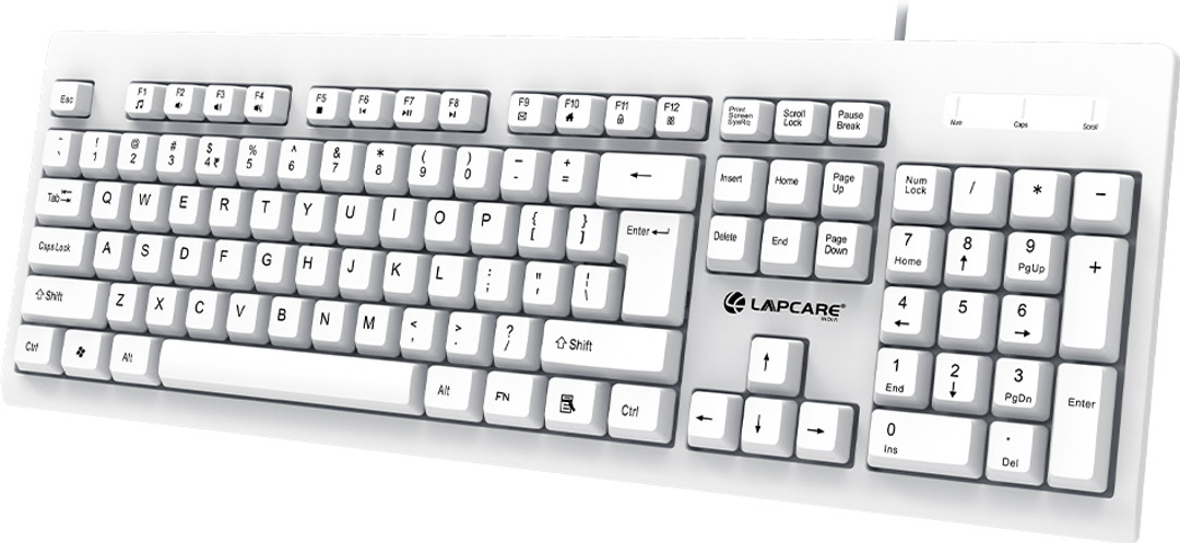 LAPCARE LOX-105 Wired USB Standard Desktop Keyboard Compatible with Desktop, Laptop, Mac with Wear-Resistant UV-Coated Keycaps, Whisper-Quiet Keystrok