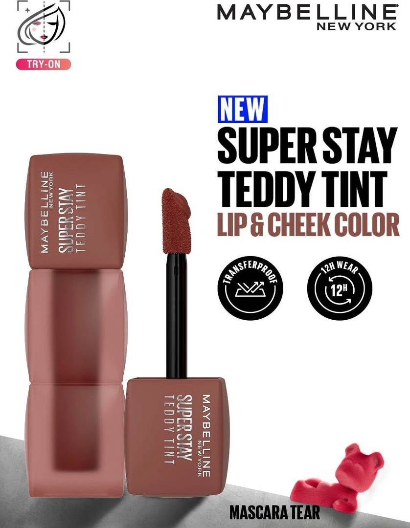 maybelline new york superstay teddy tint lip cheek color mascara tear