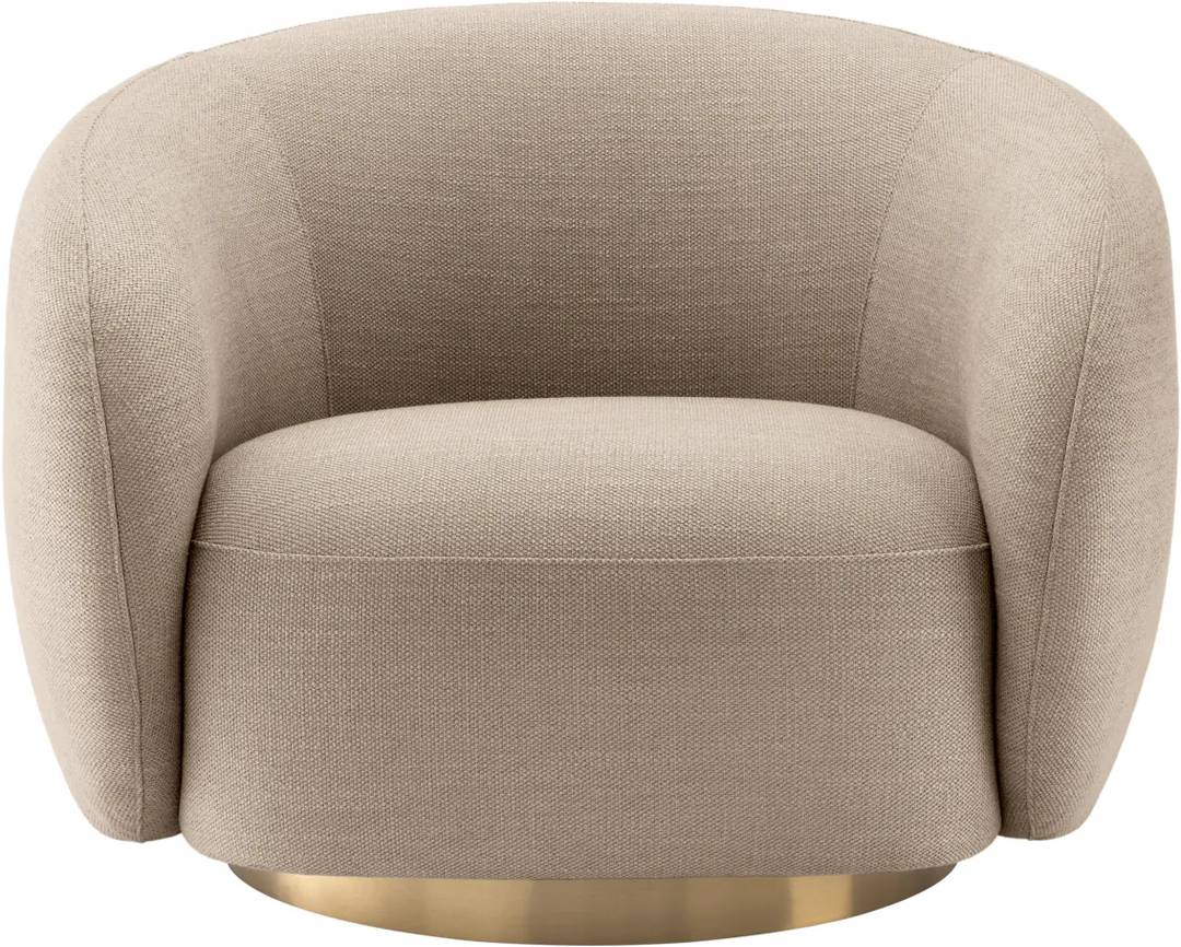 Kingsman Furnitures Brok 360° Beige Swivel Round Arm Chair for Living, Bedroom Fabric Living Room Chair Finish Color - Sand, Pre-assembled