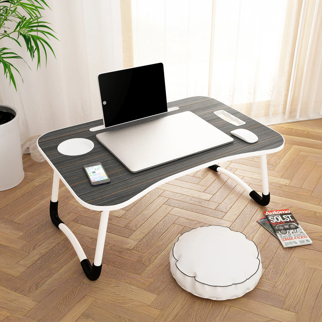 Story@home LT4002 Wood Portable Laptop Table (Finish Color - Black, Pre Assembled)