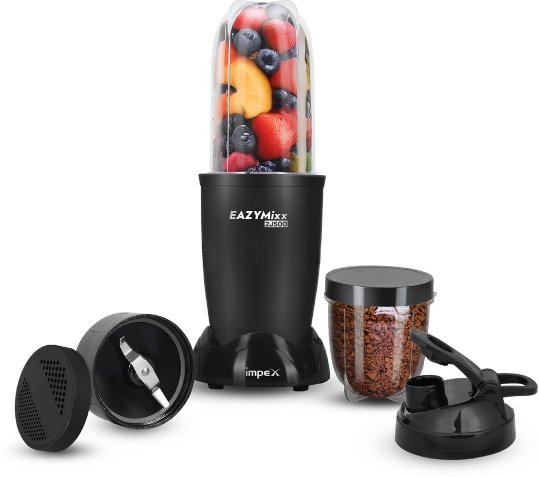IMPEX Portable Blender For Smoothie and Juices 22000 RPM Powerful Motor 500 W Juicer EAZYMIXX 2J500 | 2 Jars | Black