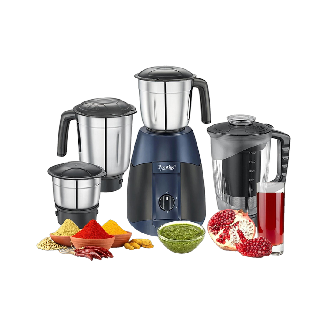 Prestige Supreme 750 W Juicer Mixer Grinder Atlas Supreme | 4 Jars | Black, Blue