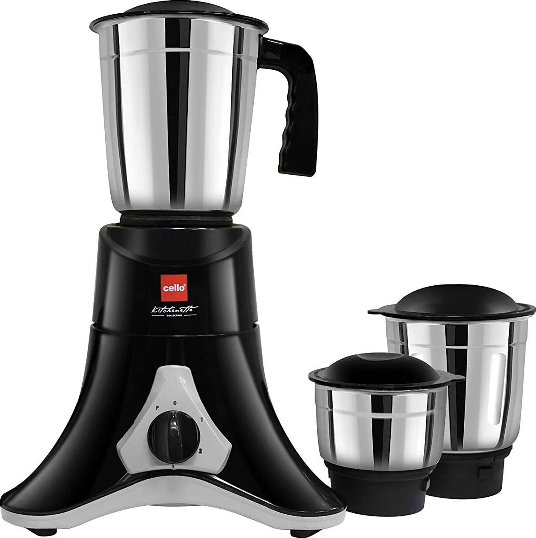 cello Mixer Grinder 500Watt with 3 Stainless Steel Jars 500 W Mixer Grinder  (Crown Grind-N-Mix | 3 Jars | Black)