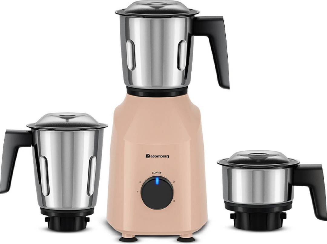 Atomberg Xiana | Coarse Mode for Silbatta-like Textures | 750 W Mixer Grinder Powerful Intelligent Motor | Easy Fault LED Indication | 3 Jars | Peach 