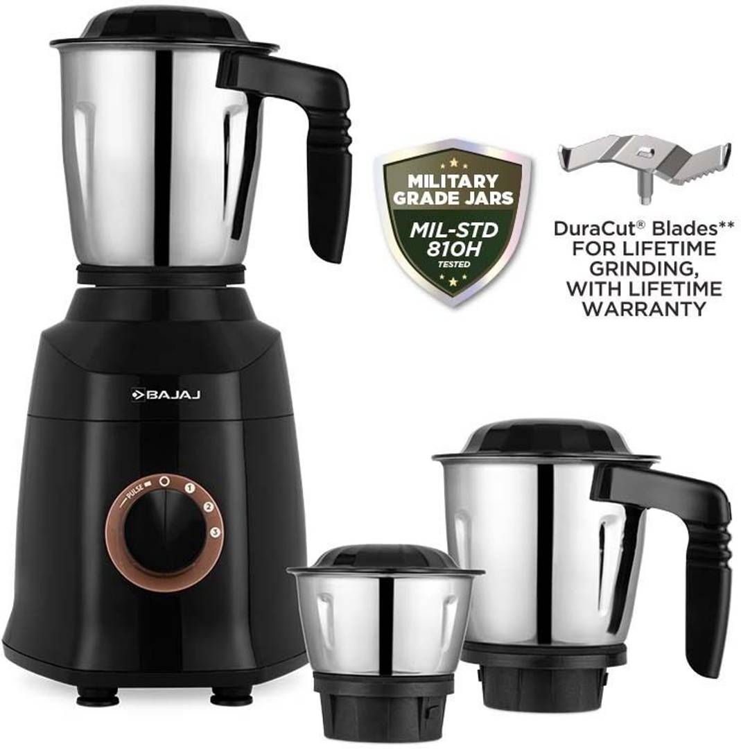 BAJAJ Military Series 750 W Mixer Grinder Military Series Finesse | 3 Jars | Black