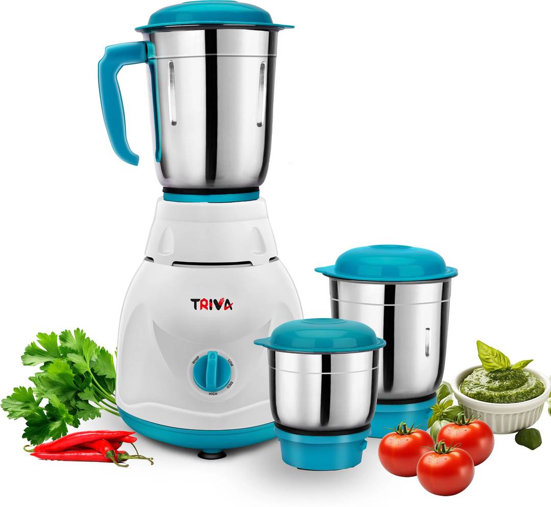 TRIVA Tx63 550 W Juicer Mixer Grinder (Remix | 3 Jars | Blue & White)