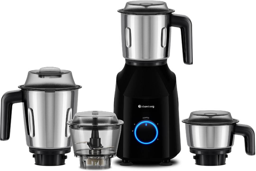 Atomberg Yulia | Coarse Mode for Silbatta-like Textures | 750 W Mixer Grinder Powerful Intelligent Motor | Advanced Safety Features | 4 Jars | Gloss B
