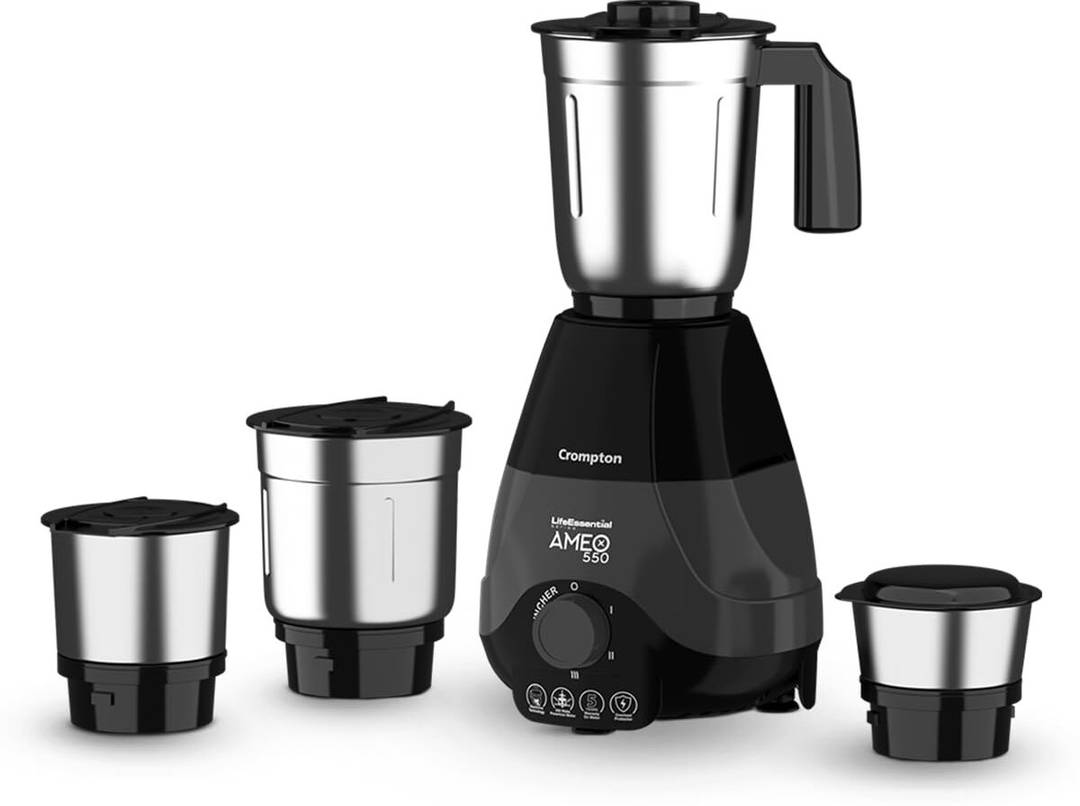 Crompton Ameo 550 W Mixer Grinder ACGM-AMEO550 | 4 Jars | Black