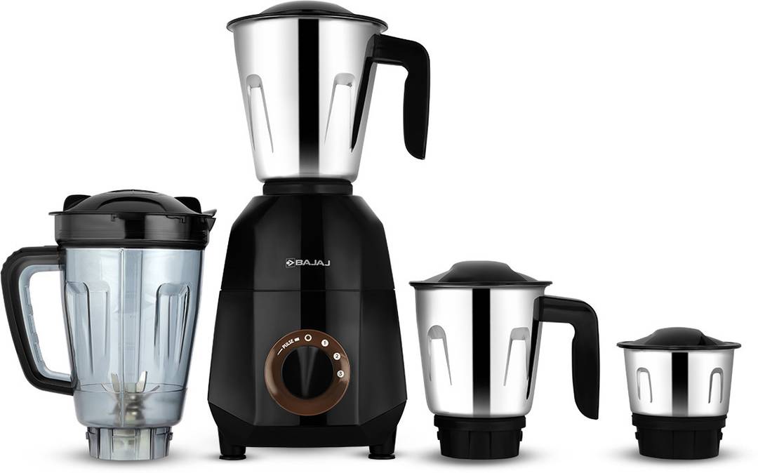 BAJAJ Rex Dlx Ninja Series 750 W Juicer Mixer Grinder (410643 | 4 Jars | Black/Brown)