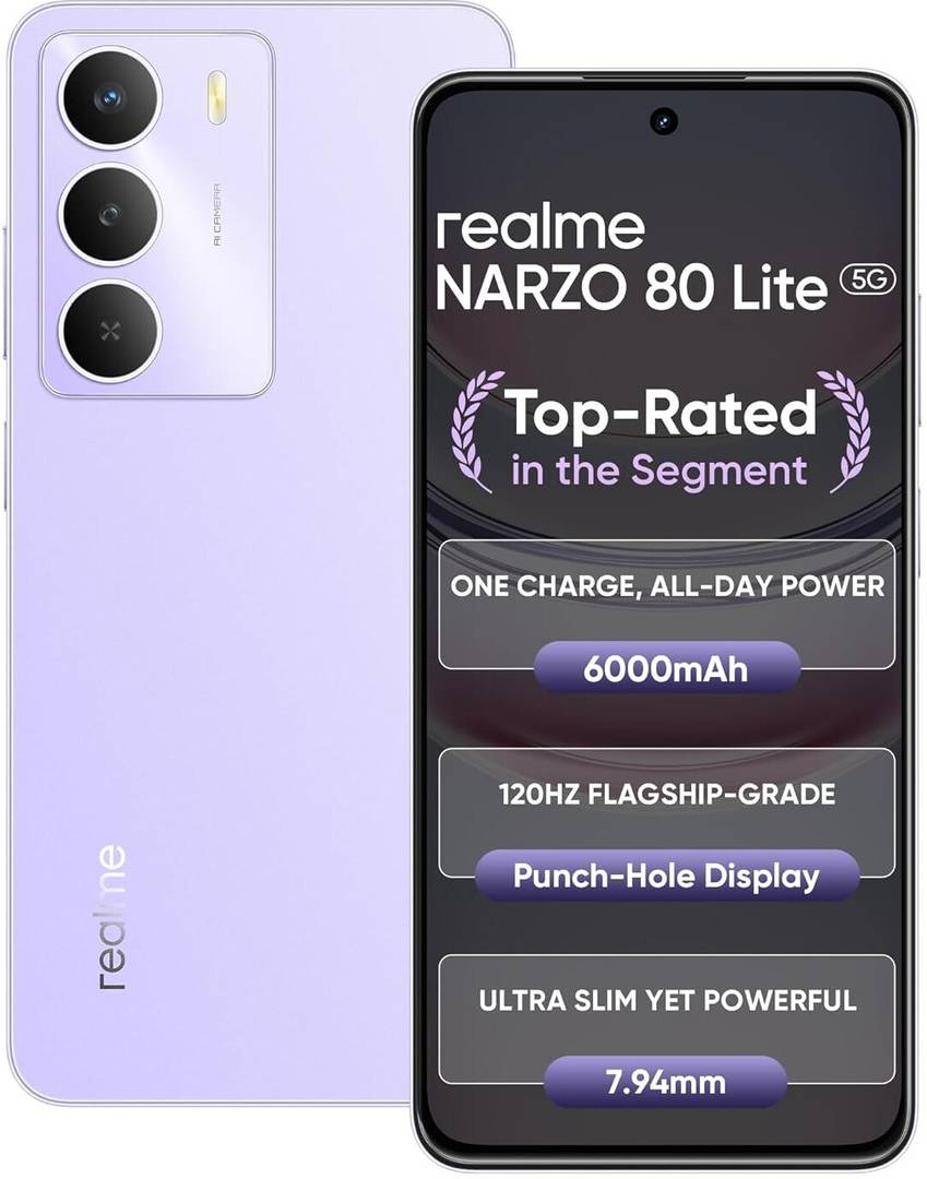 realme Narzo 80 Lite 5G (Crystal Purple, 128 GB) (4 GB RAM)