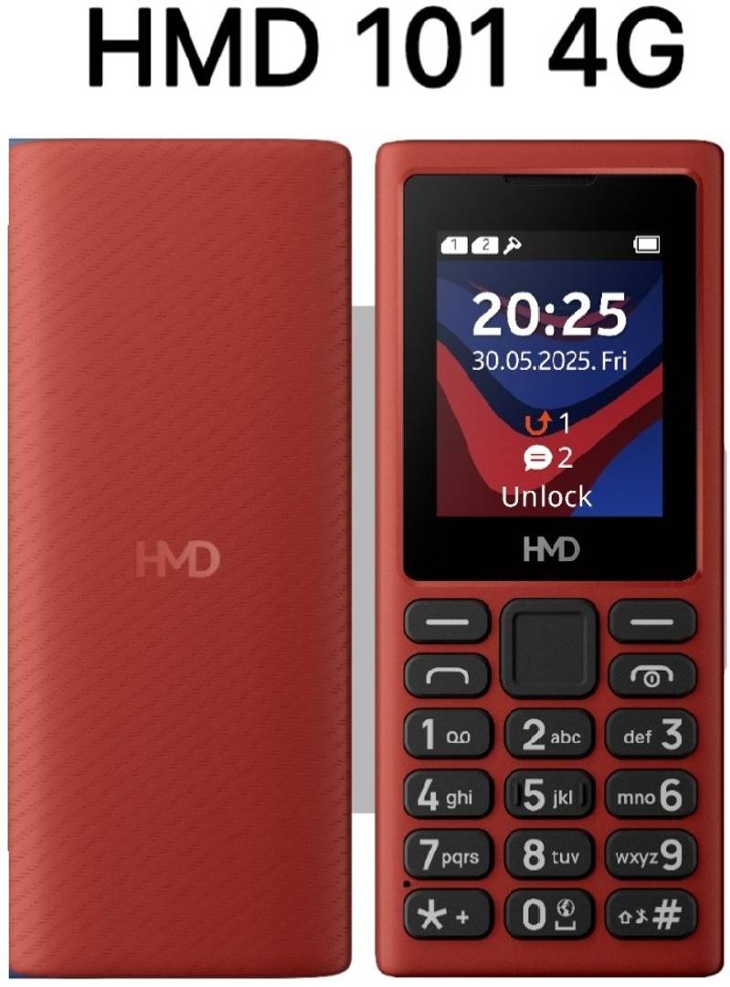 HMD 101 4G Feature Phone with Cloud Phone Apps, Type C Fast Charging RED 1