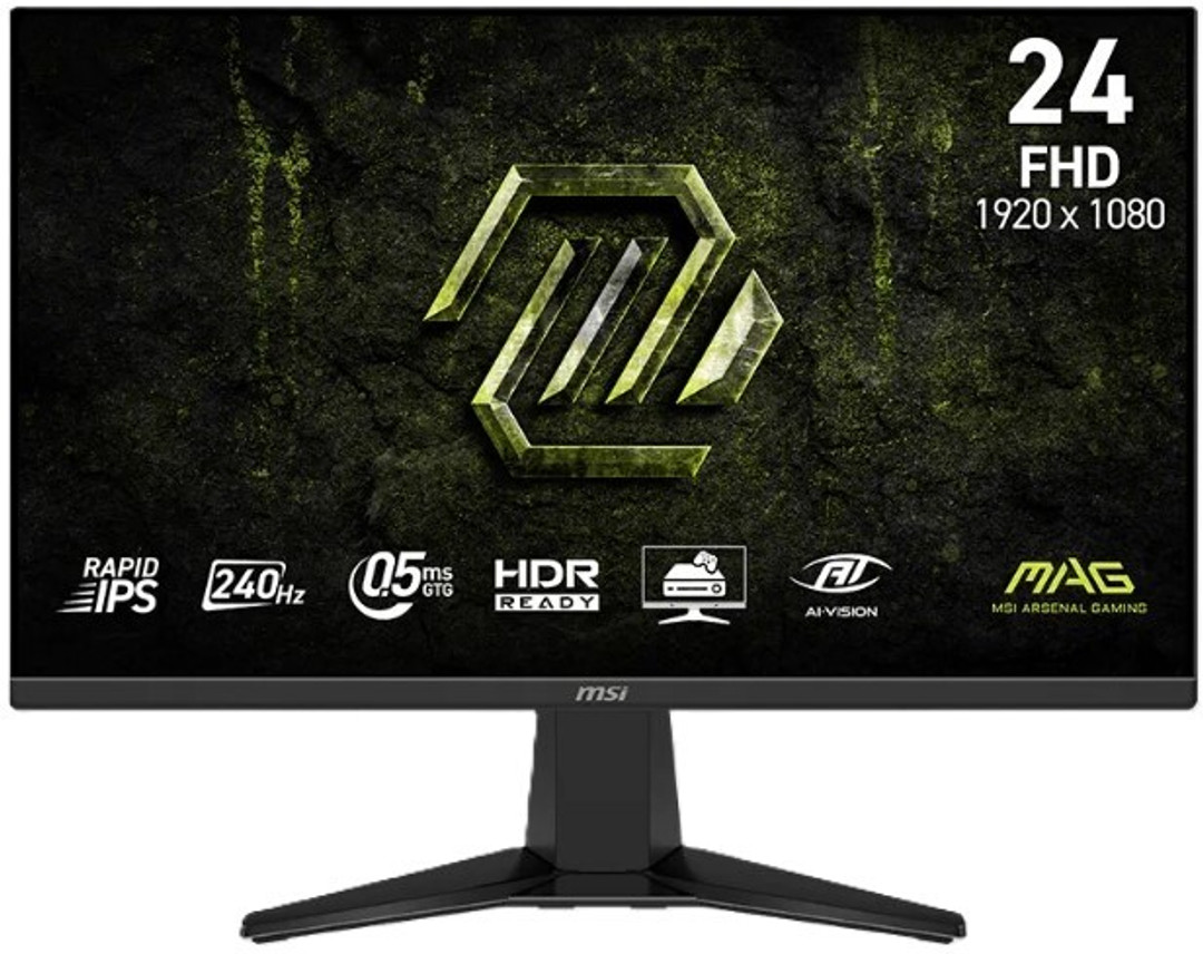 MSI MAG series 60.96 cm (24 inch) Full HD LED Backlit IPS Panel Gaming Monitor (MAG 245F X24) AMD Free Sync, Response Time: 0.5 ms, 240 Hz Refresh Rat