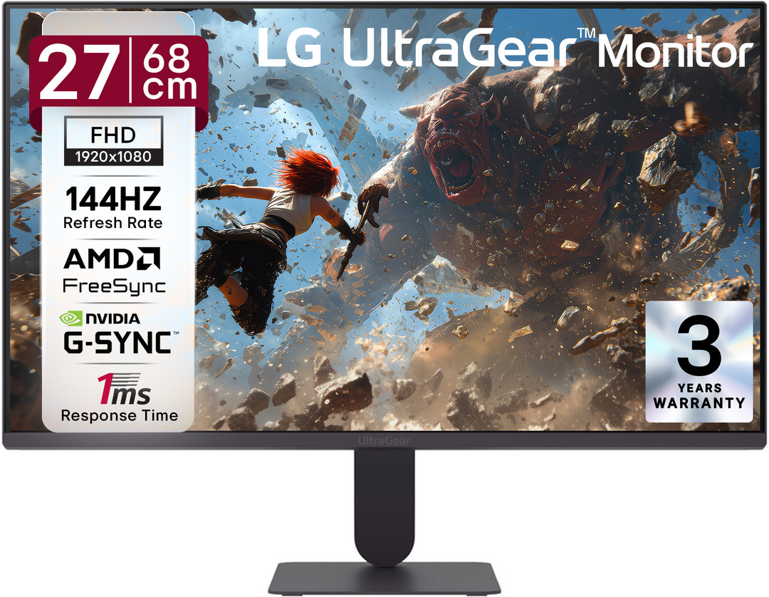 LG UltraGear 68.58 cm (27 inch) Full HD IPS Panel Gaming Monitor (27G411B-B) NVIDIA G Sync, Response Time: 1 ms, 144 Hz Refresh Rate