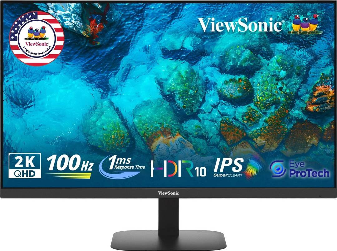 ViewSonic 68.58 cm (27 inch) Quad HD LED Backlit IPS Panel Monitor (VA2708-2K-MHD) (Response Time: 1 ms, 100 Hz Refresh Rate)