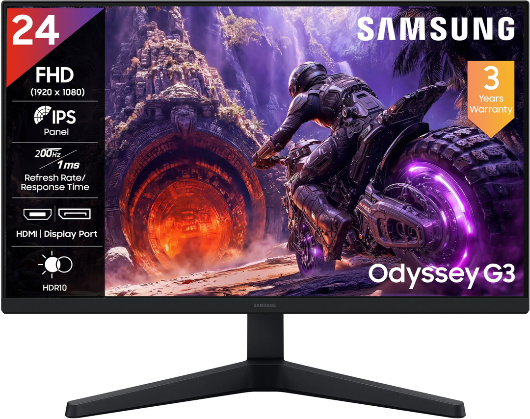 Samsung Odyssey G3 Gaming Monitor 60.96 cm (24 inch) Full HD LED Backlit IPS Panel Gaming Monitor (LS24HG300EWXXL) Response Time: 1 ms, 200 Hz Refresh