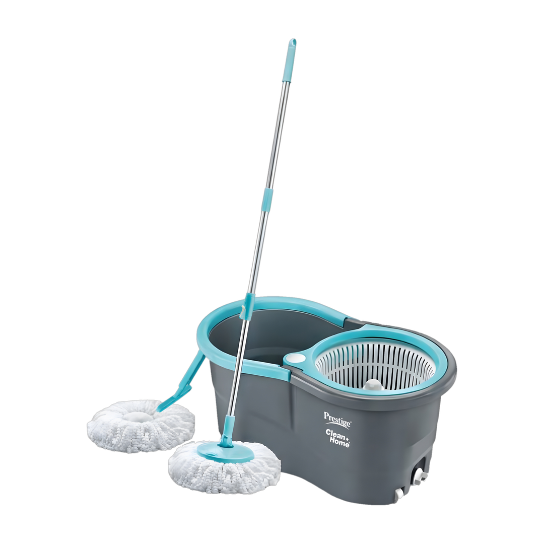 Prestige Alpha with 2 Microfiber heads 360 Degree Spinner Mop Set Grey, Blue