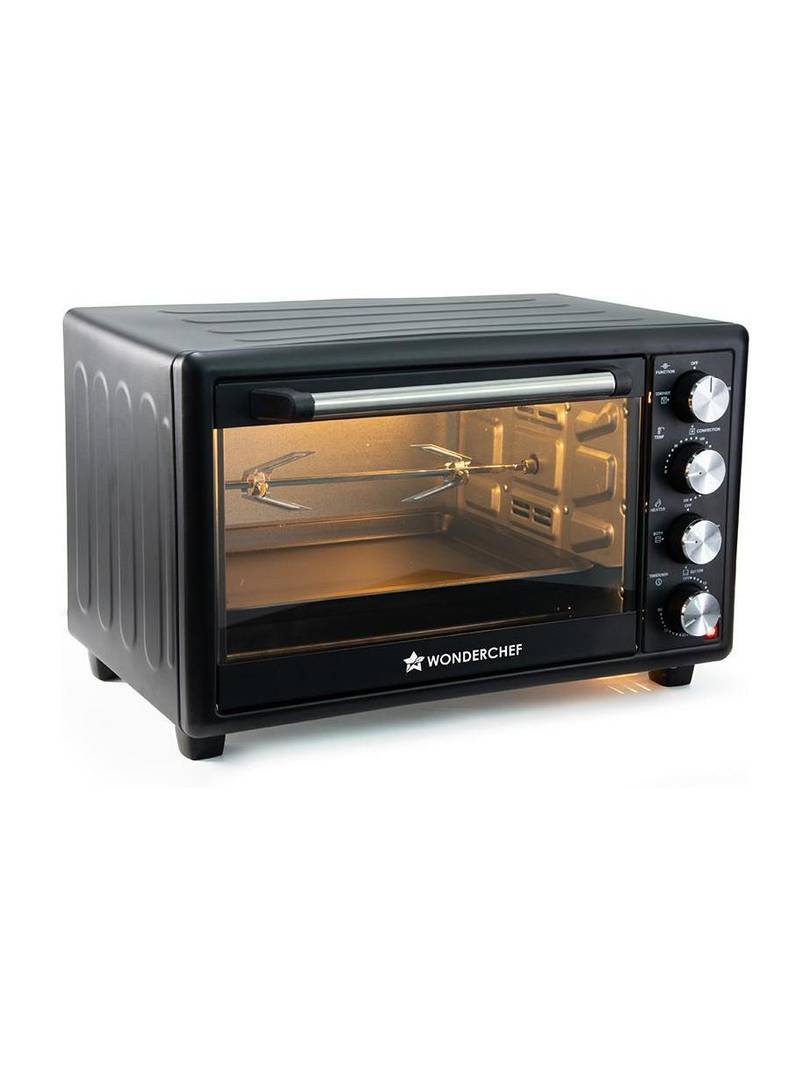 WONDERCHEF 30-Litre Oven Toaster Grill OTG with Rotisserie and Convection for Baking, Black