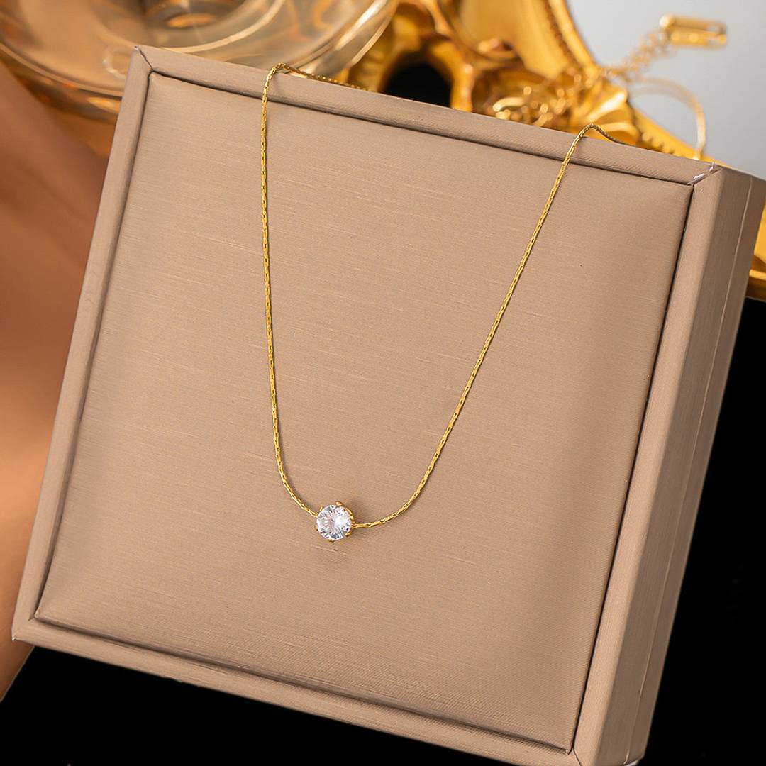 MYKI Elegant Rose Gold Diamond Pendant Necklace For women & girls Gold-plated Stainless Steel Pendant