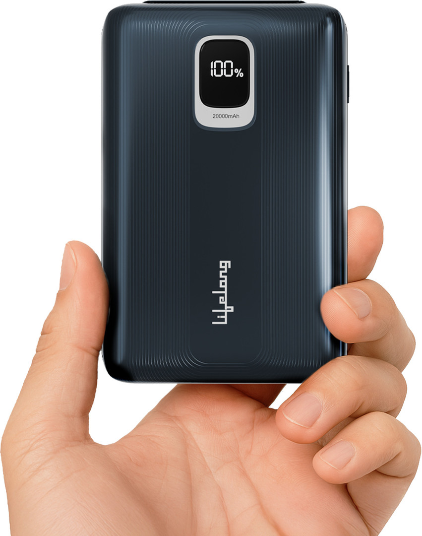 Lifelong 20000 mAh 22.5 W Compact Pocket Size Power Bank Dark Blue, Lithium Polymer, Quick Charge 3.0 for Smartwatch, Mobile, Tablet, Earbuds
