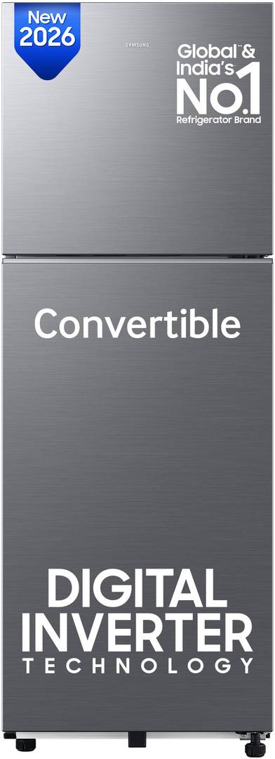 Samsung 236 L Frost Free Double Door 3 Star Refrigerator  with Convertible, Digital Inverter, 2026 Model (REFINED INOX, RT40H28U3THL)