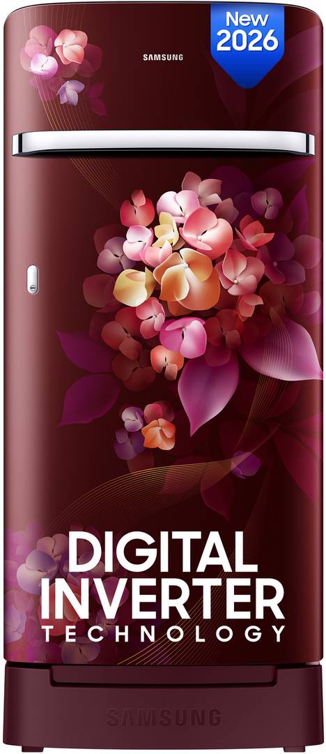 Samsung 189 L Direct Cool Single Door 4 Star Refrigerator with Base Drawer with Digital Inverter, Single Touch Defrost, 2026 Model Hydrangea Plum, RR2