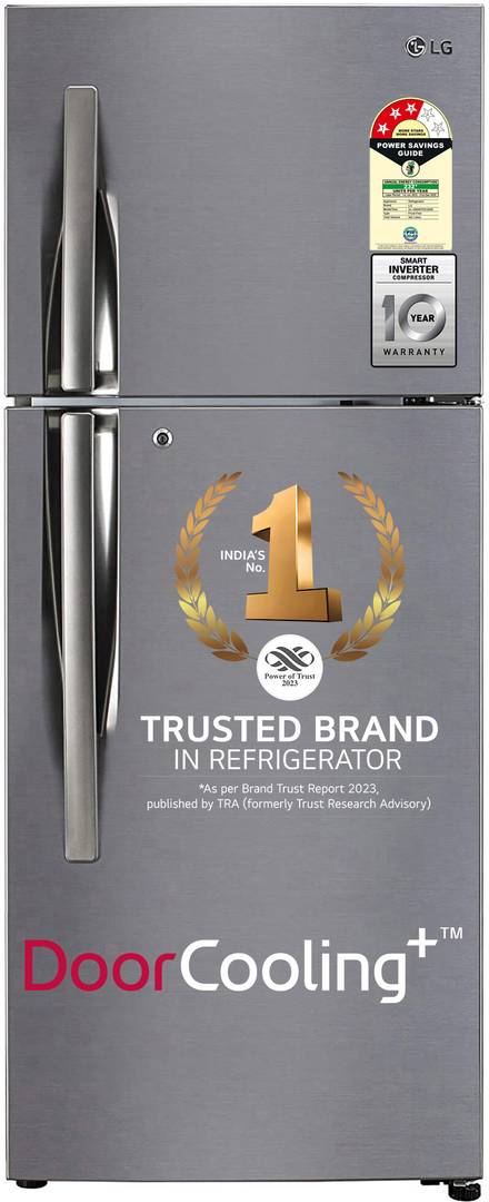 LG 242 L Frost Free Double Door 3 Star Refrigerator  with DoorCooling+ & Smart Inverter Compressor (Shiny Steel, GL-I292RPZX)