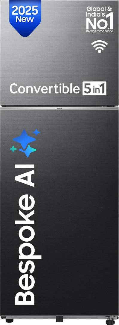 Samsung 350 L Frost Free Double Door 3 Star Convertible Refrigerator  with 5-in-1, Digital Inverter, WiFi Enabled Bespoke AI (Luxe Black, RT38DG5A4DBX