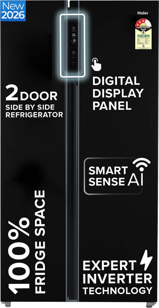 Haier 602 L Frost Free Side by Side Convertible Refrigerator  with Inverter, Digital Display Panel, Triple Twist Ice Tray, Deo Fresh Technology Black 