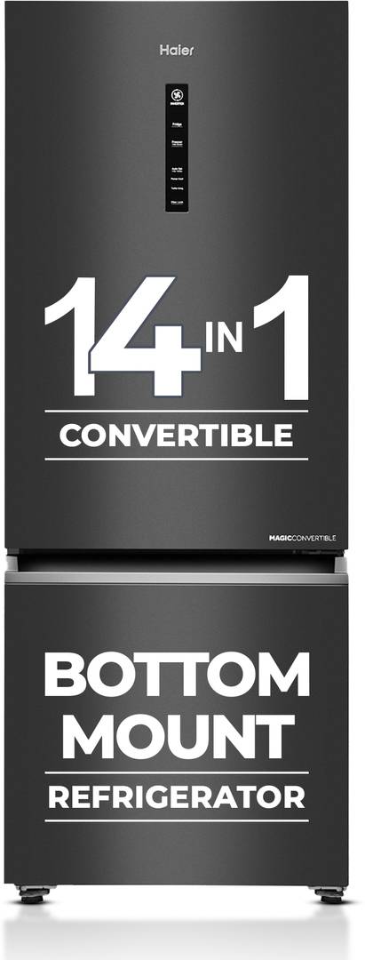 Haier 445 L Frost Free Double Door Bottom Mount 2 Star Convertible Refrigerator with Convertible 14-in-11 hour IcingDigital Control Panel Graphite Bla