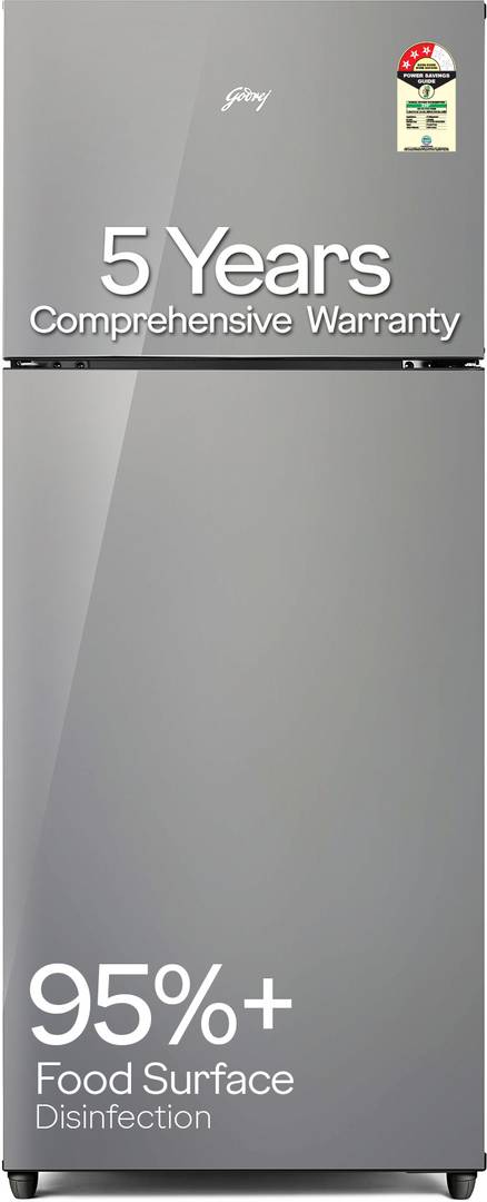 Godrej 238 L Frost Free Double Door 3 Star Refrigerator  with Advanced Inverter and 95%+ Food Surface Disinfection (Steel Glow, RF EON 253C RI ST GL)