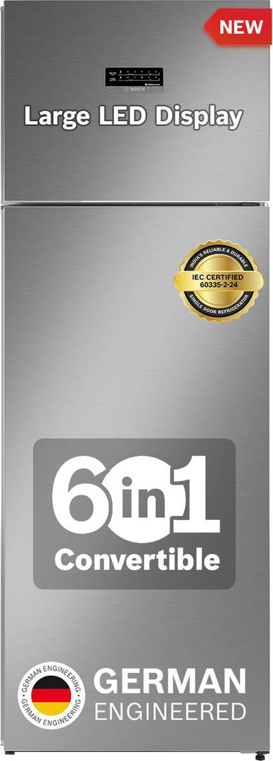 BOSCH 368 L Frost Free Double Door 3 Star Convertible Refrigerator with Large LED Display, Inverter Frost Free , VitaFresh Technology for 10 Day Fresh