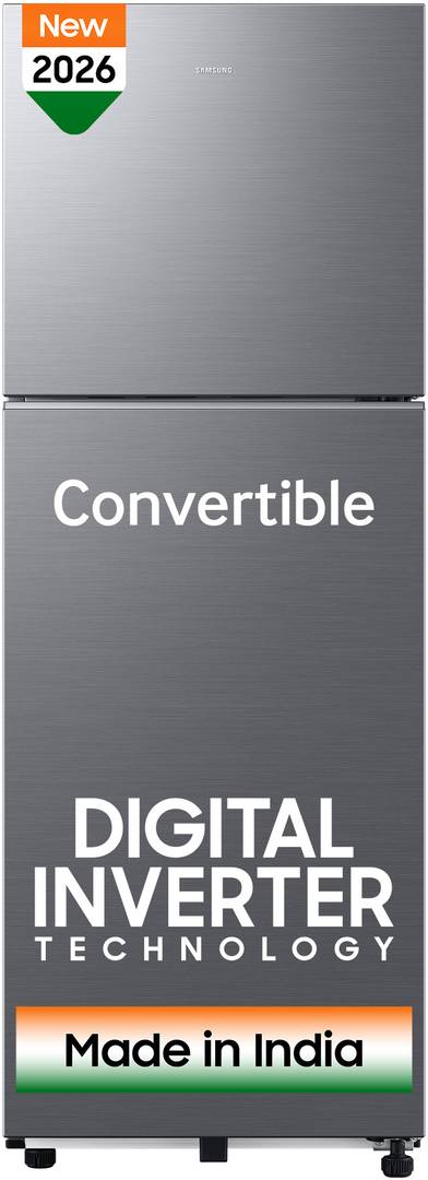 Samsung 236 L Frost Free Double Door 3 Star Refrigerator  with Convertible, Digital Inverter, 2026 Model (REFINED INOX, RT40H28U3THL)